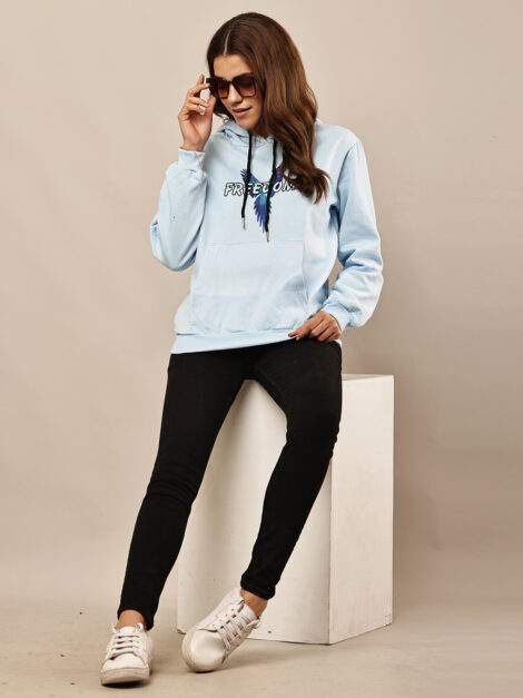 Women Graphic Printed Full Sleeve Hooded Sweatshirt