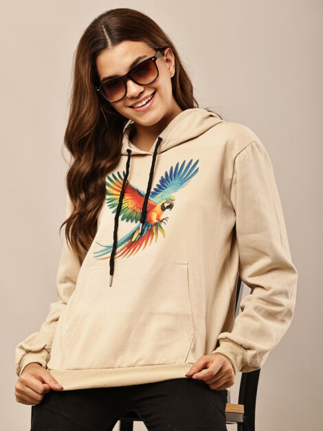 Women Graphic Printed Hooded Pullover Sweatshirt