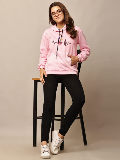 Women Graphic Printed Hooded Pullover Sweatshirt